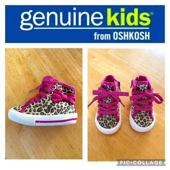 Genuine Kids from Oshkosh Animal Print Pink Canvas High Top Sneaker. SZ 3. - Picture 1 of 13